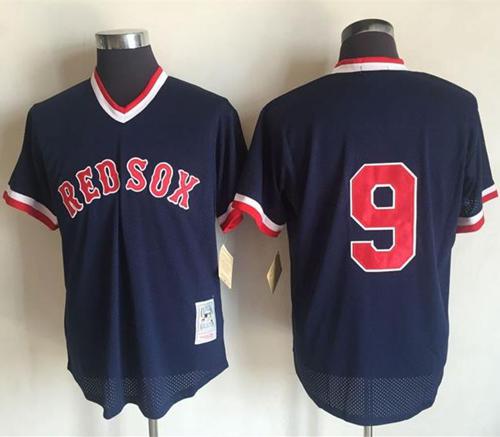 Mitchell And Ness 1990 Red Sox #9 Ted Williams Dark Blue Stitched Throwback MLB Jersey